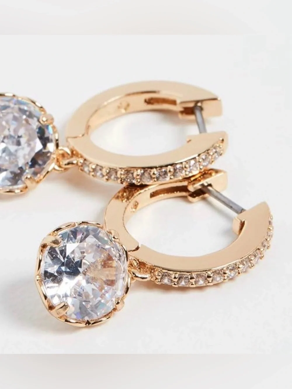 kate spade Rose Gold Hoop Earrings with Clear Crystal Drops